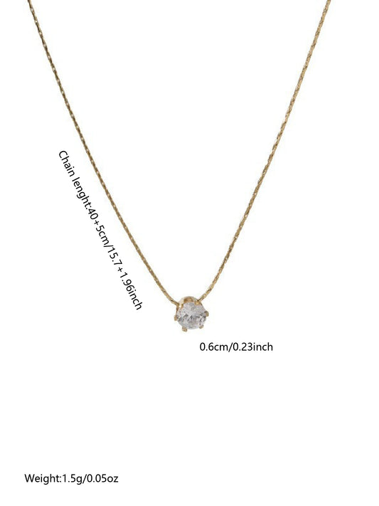 Gold Diamond Pendant Necklace Plated Stainless Steel Jewelry Zircon Pendant Necklace for Women