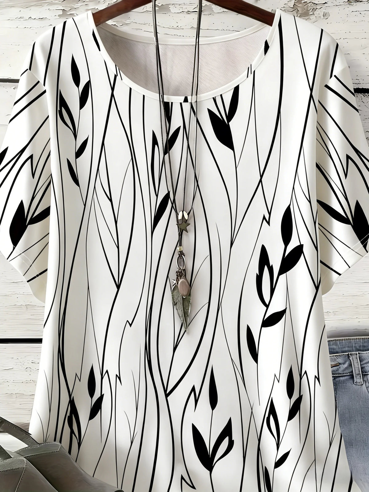 Women Plus Size 1XL-8XL Casual Loose Top Shirts Leaves Print Blouse T-shirt Ladies Fashion Vintage Blouse Half Sleeves T-shirt