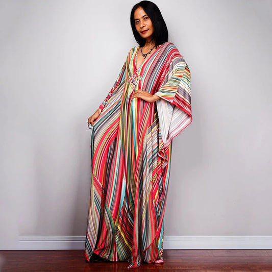 Plus Size Dresses Womens Caftan Floral Print Kaftan Dress Short Sleeve Swimsuit Cover up Loungewear for Summer