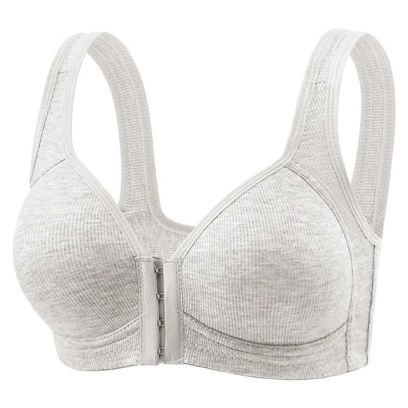 Women's Bra Wire-Free Front Closure Solid Color Full Coverage Fixed Cups Women Seamless Large Size Comfort Underwear