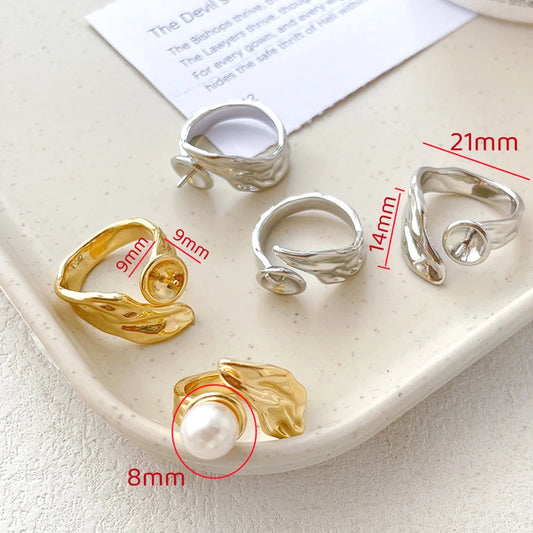 3 Pieces Brass Plated with Genuine Gold Baroque Irregular Ring Holder DIY Makes Fashionable Jewelry Accessories Materials