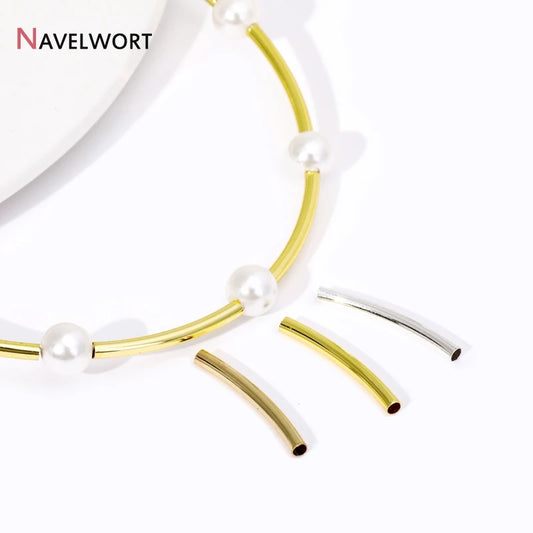 Tubes For Jewelry 18K Gold Plated Curved Tube Beads For Bracelet Necklace Making Supplies,Tube Beads Connector,Jewelry Materials