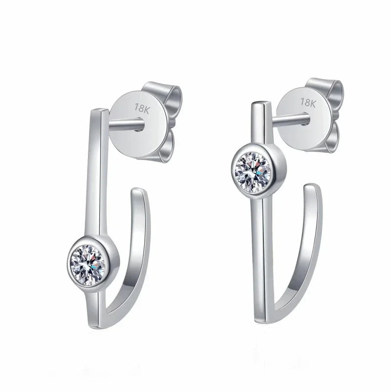 Girl Birthday Gift 18K White Gold Wedding Earrings 0.2CT Moissanite Diamond Women PT950 Platinum Valentine's Day Fine Jewelry