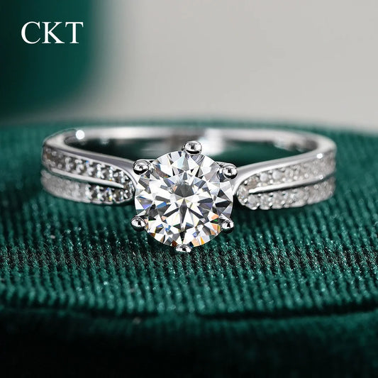 CKT Original Ring Sparkling D Color 3ct Moissanite Diamond Platinum Pt950 Wedding Band 18k White Gold Jewelry for Women