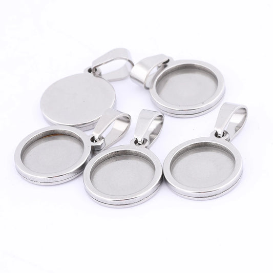 10pcs Gold Plated Black 12mm Round Cabochon Base Settings Diy Bezel Pendant Trays For Necklace Jewelry Making Supplies