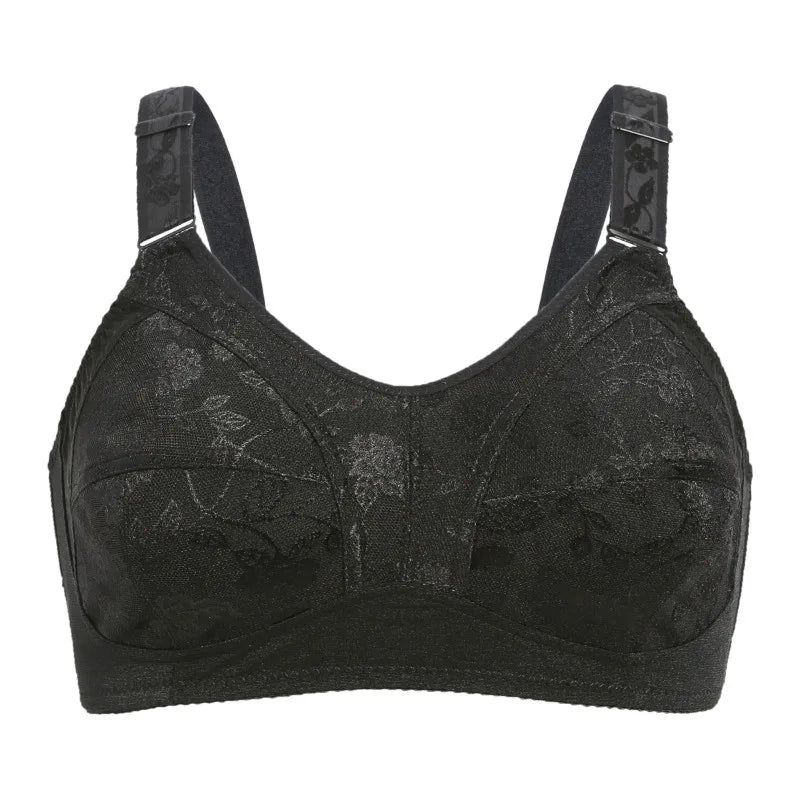 Black Big Women Bras Plus Size Lace Bra For Women Unlined Full Coverage Thin Wireless Adjusted-straps D Cup Comfort Women'Bras