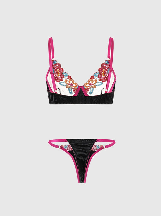 Women's embroidered bras come in underwire bra sets