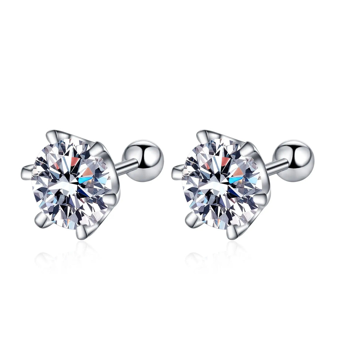 18k White Gold Stud Earrings for Women 0.3ct/0.5ct/1ct/2ct/4ct Screw Six-claw Diamond Moissanite Platinum Pt950 Earrings Jewelry