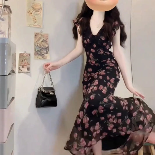 Bodycon Dresses Plus Size Dress Woman Y2K Harajuku E-Girl Preppy Cyber Gold Bandage Ruffled Plus-Size Workwear Sleeveless Silk