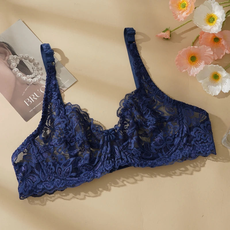 Plus Size Thin Lace Push Up Bras 8 Colors 34-40 B/C Cup Hollow Out Bra Women Soft Breathable Lingerie