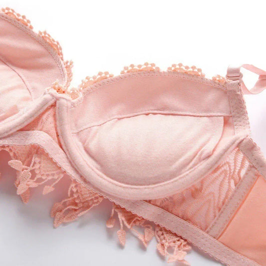 Women's Sexy Lace Gather Bra Plus Size Lace Bralette Breathable with Padded Underwire Unlined Bra Underwear