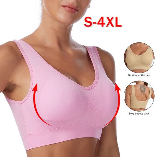 Women Bra Plus Size Seamless Brassiere Breathable Wire Free Bralette Underwear Comfortable Active Padded Brassiere Crop Top