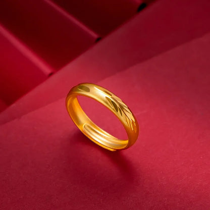100% 999 Gold-plated Rings for Women/men Not Fade Gold Anillos Mujer Gold  Jewelry Engagement Resizable Rings Luxury Gifts