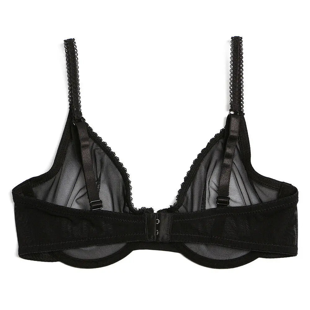 New Women Hollow bra see through sexy gauze mesh transparent ultra thin Bras B C D E F 75 80 85 90 95 100 US EU UK Dropshipping