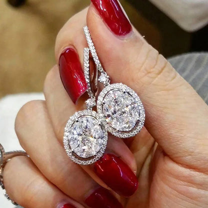 18K Gold 4ct lab Diamond cz Dangle Earring 925 Sterling silver Jewelry Luxury Party Wedding Drop Earrings for Women Bridal Gift