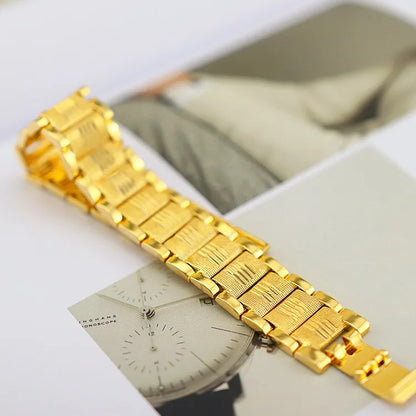 Pure 18K 999 Yellow Gold Bracelets for Men Classic Wedding Christmas Gifts Jewelry Thickening Never Fade