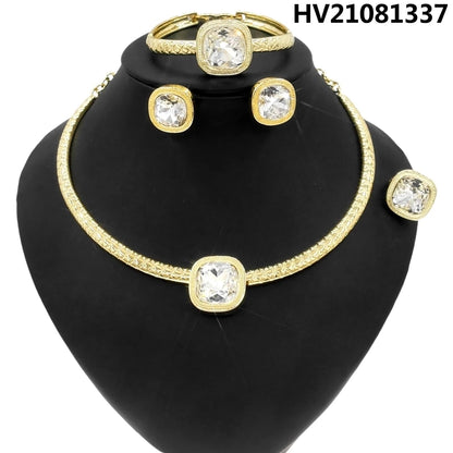 Luxury Stainless Steel Jewelry 24K Gold Plated Dubai Bridal Wedding Party Jewelry Accessories Gift Women Necklace Gifts Yll