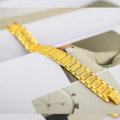 Pure 18K 999 Yellow Gold Bracelets for Men Classic Wedding Christmas Gifts Jewelry Thickening Never Fade