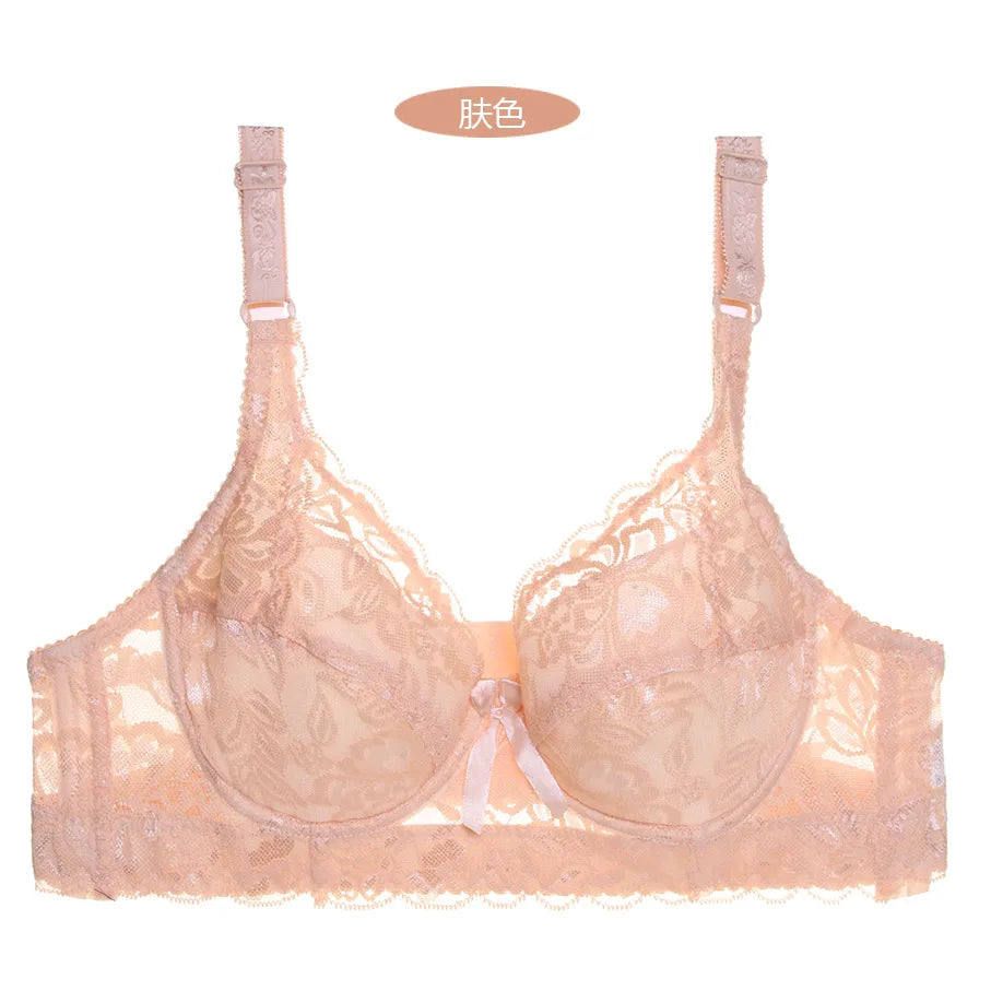 Plus Size Bras Full Lace Breathable Push Up Bra Fashion Sexy Women Underwear Brassiere Gather Lingerie Bralette