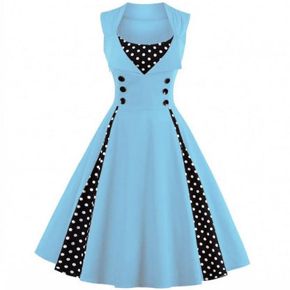 S-5XL Plus Size Women Robe Pin Up Dress Retro Vintage 50s 60s Rockabilly Dot Swing Summer female Dresses Elegant Tunic Vestido