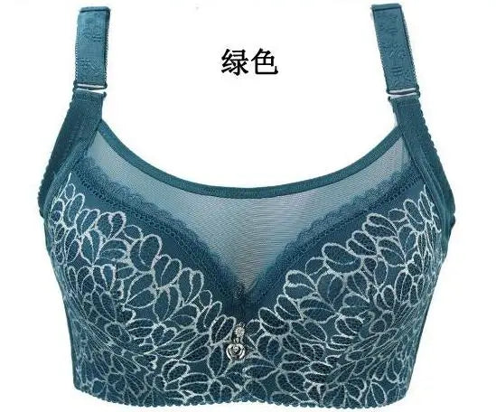Plus Size Bra Thin Cup Mesh Lace Bras For Women Underwear Brassiere Elegant Pattern Push Up Bralette Lingerie