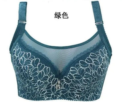 Plus Size Bra Thin Cup Mesh Lace Bras For Women Underwear Brassiere Elegant Pattern Push Up Bralette Lingerie