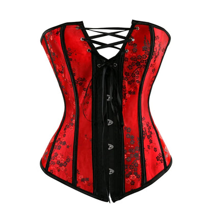 sexy corsets dresses plus size costume overbust burlesque corset and skirt lingerie set tutu corselet victorian fashion red