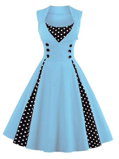 S-5XL Plus Size Women Robe Pin Up Dress Retro Vintage 50s 60s Rockabilly Dot Swing Summer female Dresses Elegant Tunic Vestido