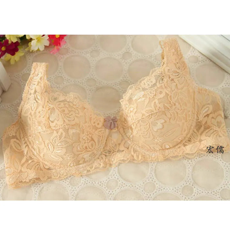 Spring summer Plus Size sexy Bra for Women Seamless Lingerie Lace Bra Ultra thin pad 32 34 36 38 40 B C big cup bra