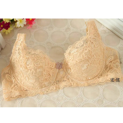 Spring summer Plus Size sexy Bra for Women Seamless Lingerie Lace Bra Ultra thin pad 32 34 36 38 40 B C big cup bra