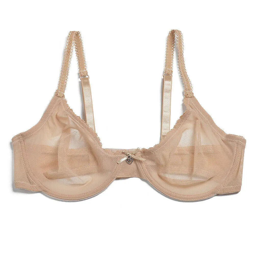 New Women Hollow bra see through sexy gauze mesh transparent ultra thin Bras B C D E F 75 80 85 90 95 100 US EU UK Dropshipping