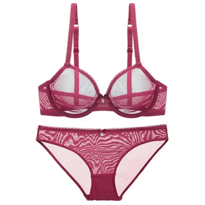 Varsbaby New Ultra-thin Mesh Lace Sexy Lingerie Women Transparent Gather Plus Size Bra Sets