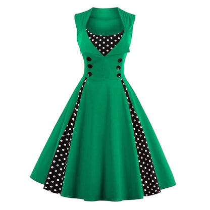 S-5XL Plus Size Women Robe Pin Up Dress Retro Vintage 50s 60s Rockabilly Dot Swing Summer female Dresses Elegant Tunic Vestido