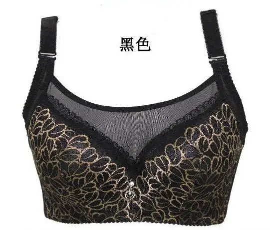 Plus Size Bra Thin Cup Mesh Lace Bras For Women Underwear Brassiere Elegant Pattern Push Up Bralette Lingerie