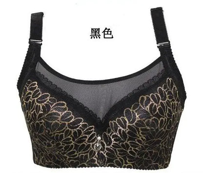 Plus Size Bra Thin Cup Mesh Lace Bras For Women Underwear Brassiere Elegant Pattern Push Up Bralette Lingerie
