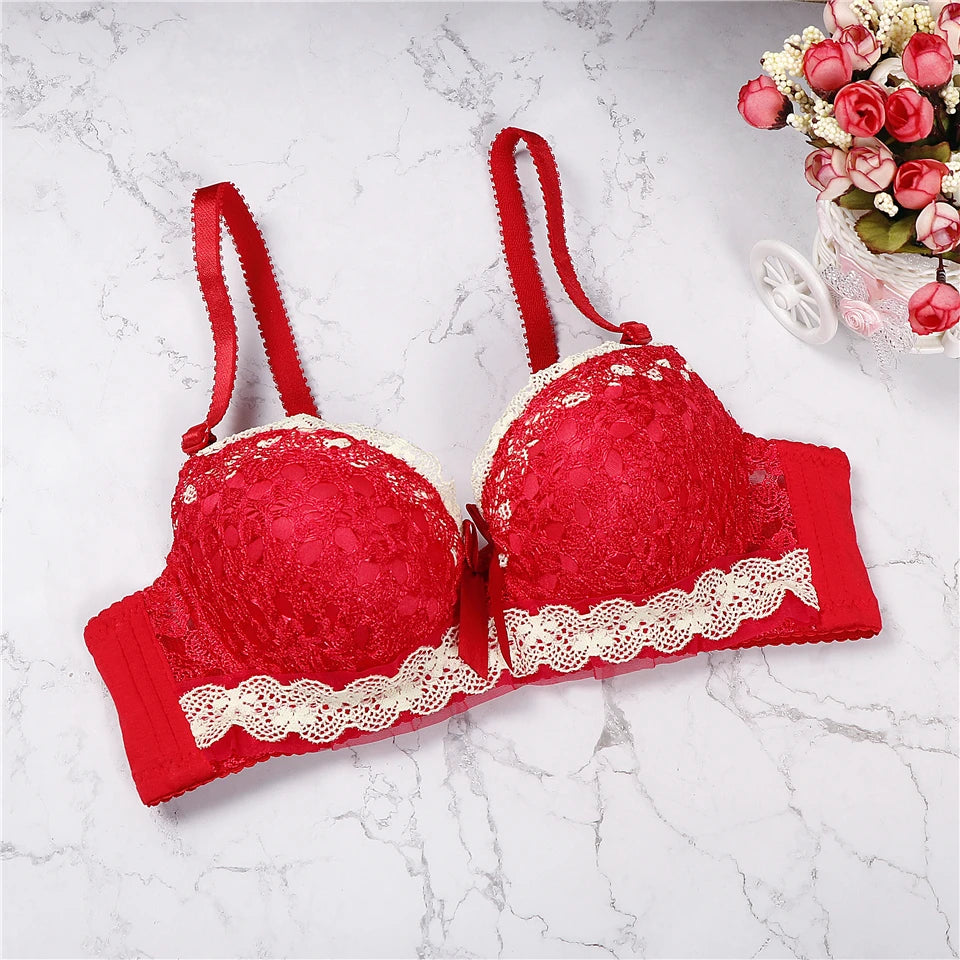New Bra Woman Underwear Push Up Bra Lingerie Unlined Lace Bra Women Sexy Female Back Closure Lolita Brassiere 3/4 Cup Bra