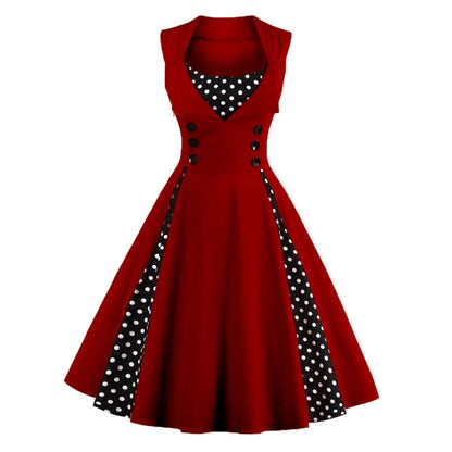 S-5XL Plus Size Women Robe Pin Up Dress Retro Vintage 50s 60s Rockabilly Dot Swing Summer female Dresses Elegant Tunic Vestido