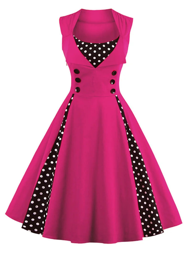 S-5XL Plus Size Women Robe Pin Up Dress Retro Vintage 50s 60s Rockabilly Dot Swing Summer female Dresses Elegant Tunic Vestido