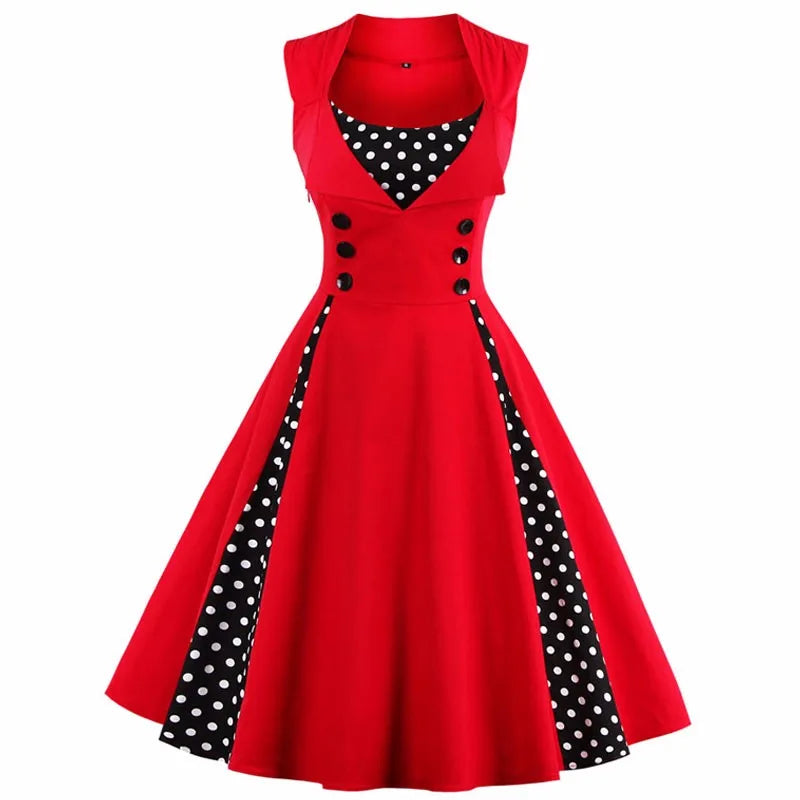 S-5XL Plus Size Women Robe Pin Up Dress Retro Vintage 50s 60s Rockabilly Dot Swing Summer female Dresses Elegant Tunic Vestido