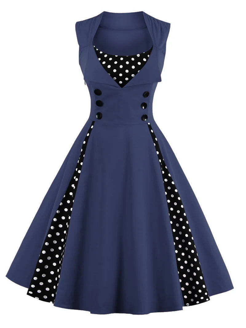 S-5XL Plus Size Women Robe Pin Up Dress Retro Vintage 50s 60s Rockabilly Dot Swing Summer female Dresses Elegant Tunic Vestido