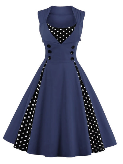 S-5XL Plus Size Women Robe Pin Up Dress Retro Vintage 50s 60s Rockabilly Dot Swing Summer female Dresses Elegant Tunic Vestido
