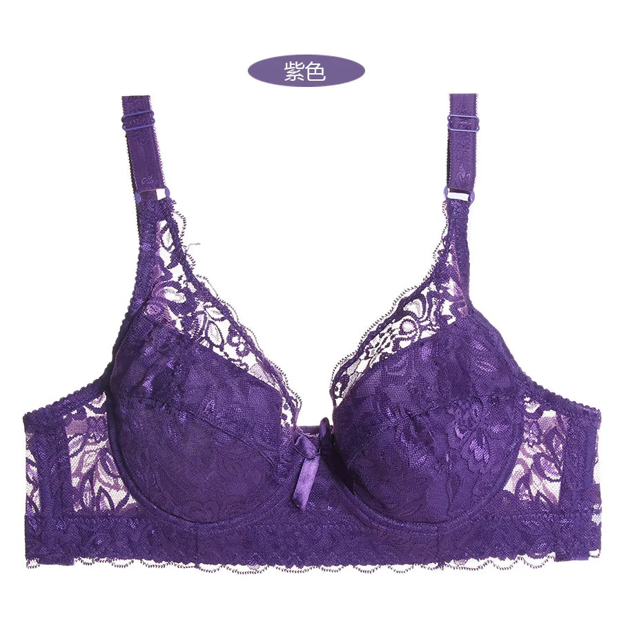 Plus Size Bras Full Lace Breathable Push Up Bra Fashion Sexy Women Underwear Brassiere Gather Lingerie Bralette