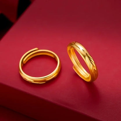 100% 999 Gold-plated Rings for Women/men Not Fade Gold Anillos Mujer Gold  Jewelry Engagement Resizable Rings Luxury Gifts