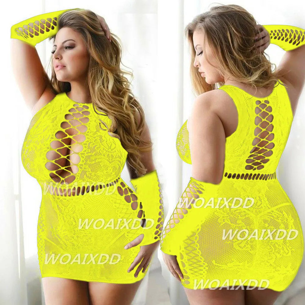Sexy Lingerie Erotic Babydoll Dress Sexy Costumes Bodystocking Porno Underwear Intimates Plus Size Nightwear Women Mini Dress