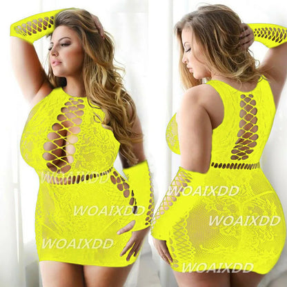 Sexy Lingerie Erotic Babydoll Dress Sexy Costumes Bodystocking Porno Underwear Intimates Plus Size Nightwear Women Mini Dress