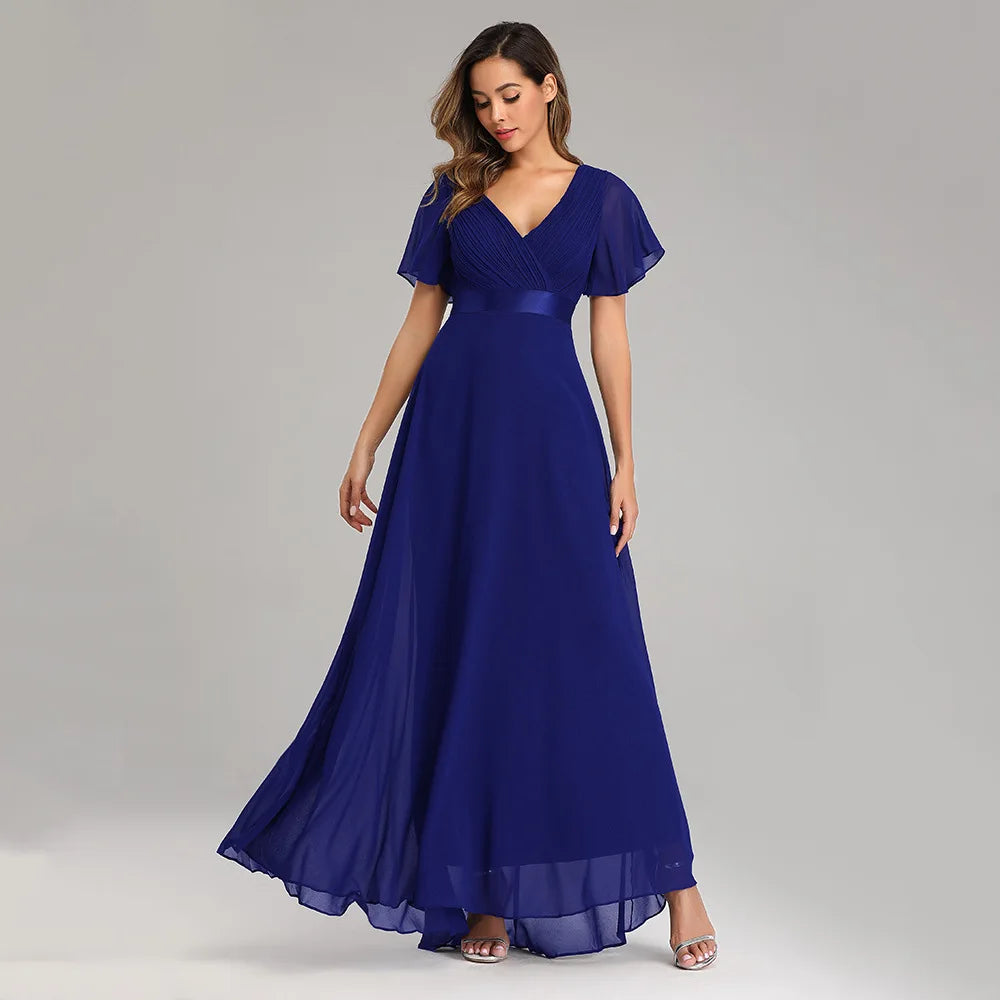 ICCLEK Plus Size Women Clothing Party Evening Dresses Elegant And Pretty Women'S Dresses Chiffon Soft Vestidos De Noche Tallas G