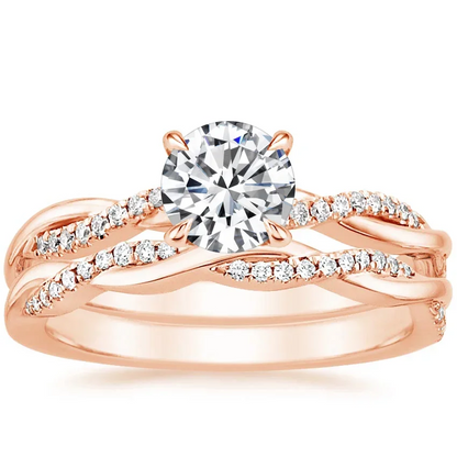 Trumium Luxury Bridal Set Engagement Ring Infinity 18k Gold Plated Cz Rose Copper rings for Women Wedding Bands