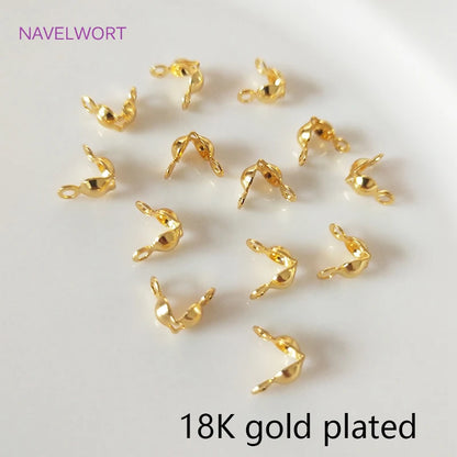 Jewellery Making Supplies Findings Thickened 14k/18k Real Gold Plating 4MM Double-Cup Bead Tip Crimp Cover for DIY
