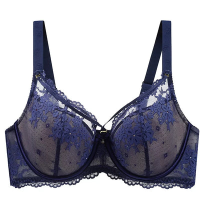 Plus Size Minimizer Bra for Women Lace Floral Non Padded Underwire Female Push Up Lingerie 34 36 38 40 42 44 46 48 50 52 C D E