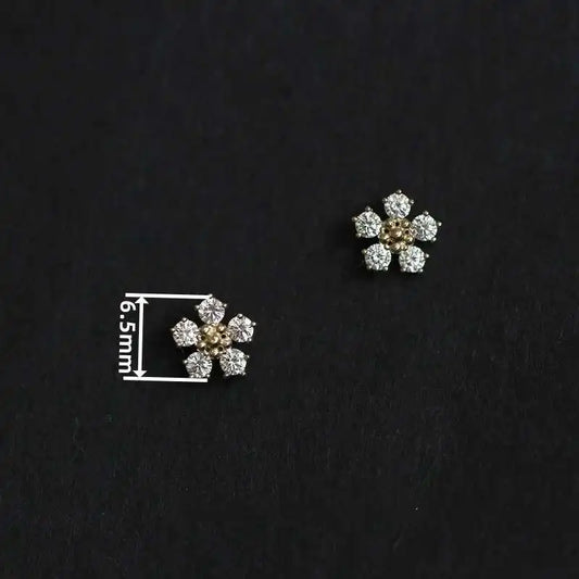 GOLDtutu Pure 9K Gold Jewelry Earrings for Women, Five Diamond Flower, 2020, ok497